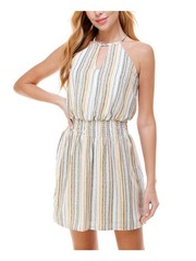 CITY STUDIO Womens Yellow Waist Keyhole Sleeveless Halter Mini A-Line Dress XL