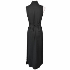 Vintage Maxi Dress Womens Medium Black Linen Y2K 90s Fairy Witchy Indie Garden