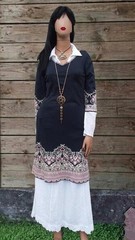 Ivko Multicolored Elegant Retro Patterned V-neck Midi Dress Size 36