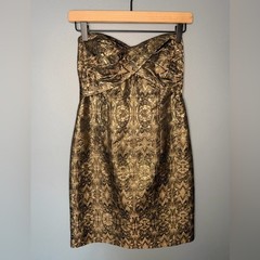 Nicole Miller Strapless Metallic Brocade Jacquard Mini Cocktail Dress | Size 4