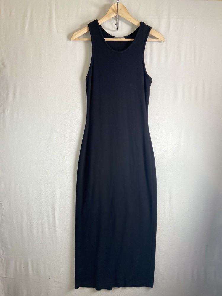 Marine Layer Women&rsquo;s Sleeveless Lexi Rib Maxi Dress S Black Bodycon Stretch