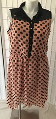 New Jessica Taylor Apricot Black Polka Dot Sz 1X Sheer Asymmetrical Summer Dress