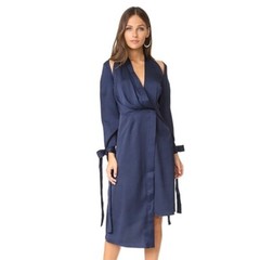 KEEPSAKE THE LABEL Asymmetrical Bow Slit Long-Sleeve Navy Mini Dress Size XS
