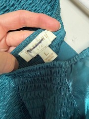 Thirty/Thirty LA Teal Shiny Puff Sleeve Mini Dress, Fairycore, Size Large