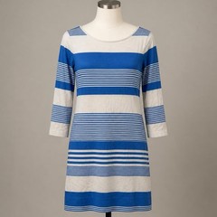 Lilly Pulitzer Marlowe Boatneck T-Shirt Dress Bay Blue Coconut Stripe XS