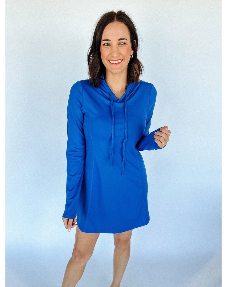 [ELLEVATE BASICS] GEMMA LONG SLEEVE ACTIVE HOODED DRESS BLUE New NWT 3XL