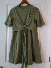 Lululemon Cotton Wrap Front Tshirt Dress Dark Green Casual Athleisure Womens 6*