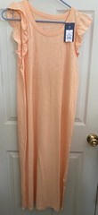 Universal Thread Coral Dress Ruffle Sleeve XL Side Slit Maxi Midi Womens