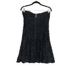 DSQUARED2 So Textural Strapless Black Fit and Flare Cocktail Mini Dress 42 US 6