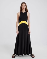 NWT Solid & Striped Black Yellow Jonati Maxi Dress S