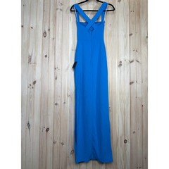 NWT Lulus Glamorous Dedication Blue Sleeveless Column Maxi Dress Wedding Sz XXS