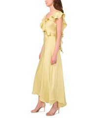NWT! Parker Women&rsquo;s Bridgette Ruffle Trim Asymmetric Hem Maxi Dress Pistachio 2
