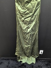 Lavetir Off The Shoulder Side Split Ruched Sheath Long Dress Size 6 Olive Green