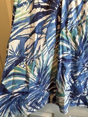 Tommy Bahama Linen Blue White Tropical Leaves Sleeveless Mini Sun Dress 12