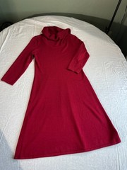 Black Label Evan-Picone Red Sweater Dress XS Cowl Neck Cozy Knit Fall Winter