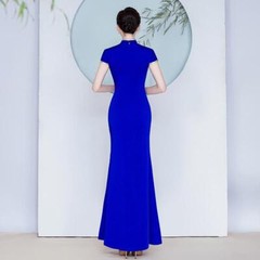 4 Womens Chinese Style Mandarin Collar Split Long Dress Cheongsam Evening Dress