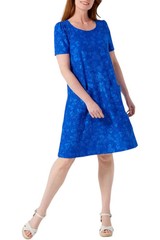 Nina Leonard Women&rsquo;s Scoop Neck Elbow Sleeve Trapeze Dress Blue