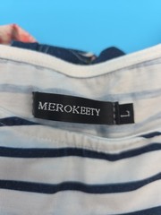 Merokeety L Women&rsquo;s Dress M Stretchy Silky Floral Sexy Party + White Stripes