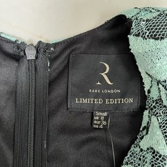 Rare London Limited Edition Mint & Blush Lace Plunge Front Dress Size 8 Bodycon