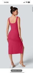 Halara SoftlyZero Airy Square Neck Backless Corset Ruched Split Dress NWT