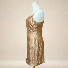 Filly Flair Dress Womens Small Gold Sequin Mini NWT Cross Back Cocktail Party