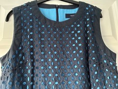 Next Navy Eyelet Broderie Anglaise Shift Dress with Blue Lining – size 14