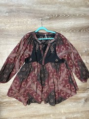 Free People Day Dreaming Mini Dress in Red Boho Western Concert Sz S Patchwork