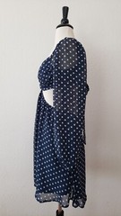 New Dress Size Large Blue Polka Dot Cut Out Tie Cottage Wedding Brunch