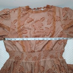 Floral Gingham Embroidered Modern Prairie Dress Cottagecore Feminine Flowy Sz S