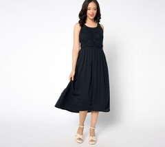 Destination 365 Regular Crinkle Chiffon Crochet Maxi Dress Black L New