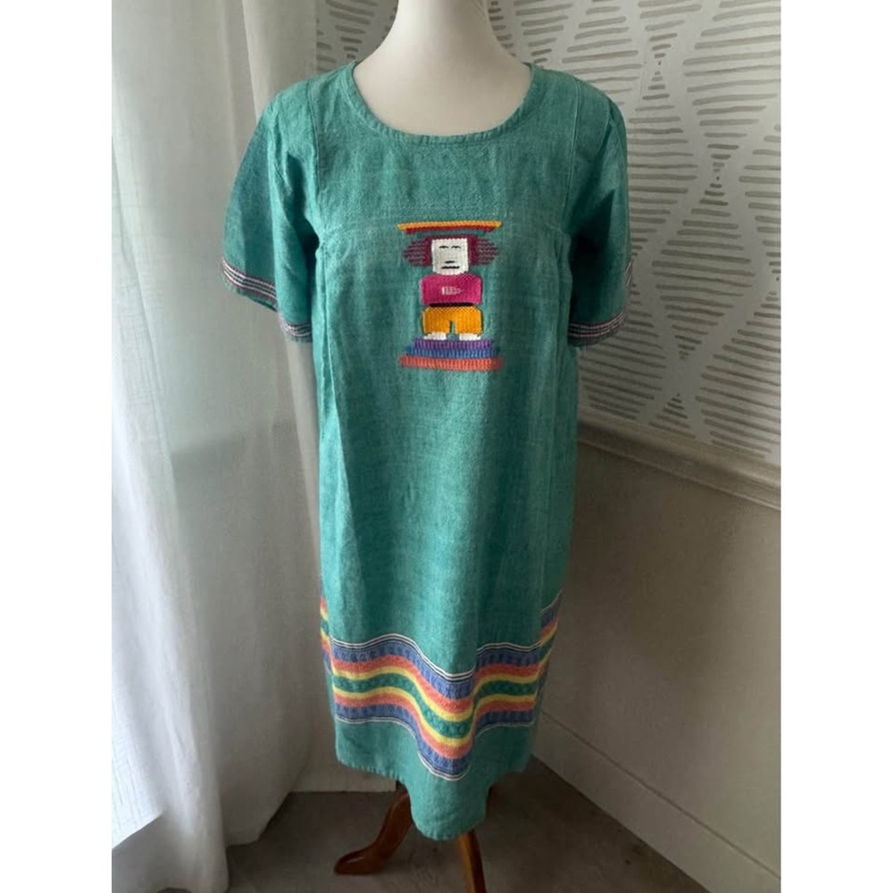 Vintage Peasant Dress Mexican Aztec Guatemala Latin South America Boho Hippie
