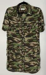 Equipment Femme Casual Camouflage Silk Short Sleeve Shirt Dress Size Medium Sale