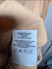 Long-Sleeve Collared Fit-and-Flare Dress in Beige