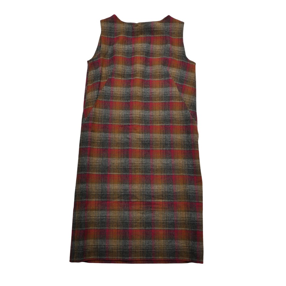 Vintage Plaid Shift Dress Womens Medium Sleeveless Knee Length Zip Fall Winter