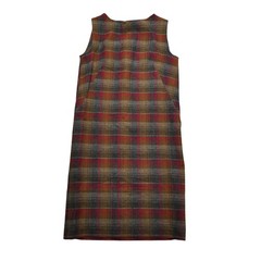 Vintage Plaid Shift Dress Womens Medium Sleeveless Knee Length Zip Fall Winter