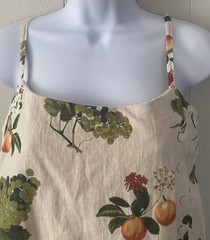 Abercrombie & Fitch Linen-Blend Button Skort Mini Dress Tan Fruit Print Sz Small