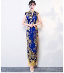 Chinese Traditional Wedding Qipao Dress Women Summer Lace Cheongsam Bride Gown
