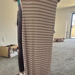 Burlington Women’s XL Brown/White Striped Sleeveless Long Maxi Dress