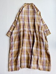 ICHI / ICHI Antiquites Linen Shirt Long Dress Collared Check Exc