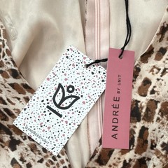 Andrée by Unit Snake Print Wrap Mini Dress S V-Neck Chiffon 3/4 Bell Zip