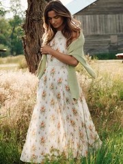 Women Doen Printed lace patchwork sleeveless dress