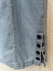 BP Nordstrom XS Light Wash Denim Midi Dress Sleeveless Zip Back Side Snap Slit