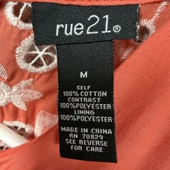 Rue21 Mini Sundress M Orange Lace Embroidered Fit Flare Boho Summer Festival