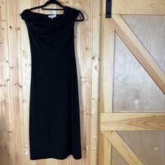 The Occasion by Old Navy One-Shoulder Midi Dress Black XS Slinky Classic LBD