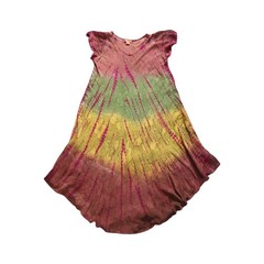 Sakkas Boho Caftan Dress Kaftan Rayon Hippy Tie Dye Multi Cap SLV Multi Sheer OS
