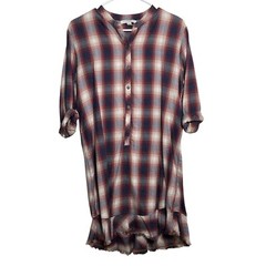 Chelsea & Violet Dress Women&rsquo;s Small Plaid Flannel Fringe Button 3/4 Sleeve