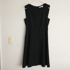 MM LaFleur The Cindy Square Boat Neck Tailored Dress 12 Black Classic Office