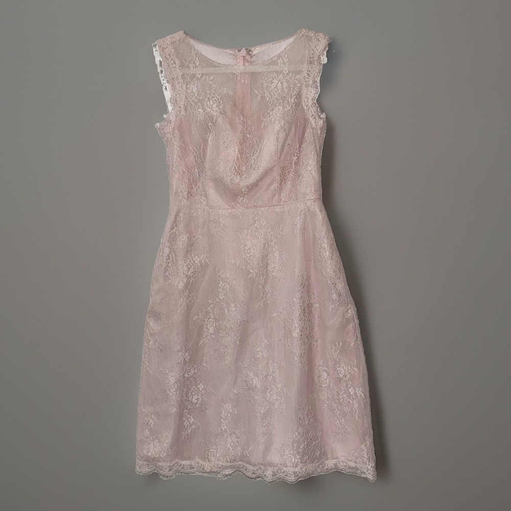 Azazie Womens Blushing Pink Lace Sleeveless Dress A4