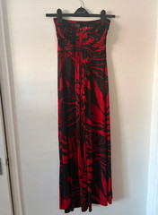 AX Paris Bandeau Maxi Summer Holiday Red and Black Dress – Size 8
