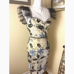 NWT Lulus Semi Sheer Mesh Floral Overlay Dress S Embroidery Beaded Formal Party